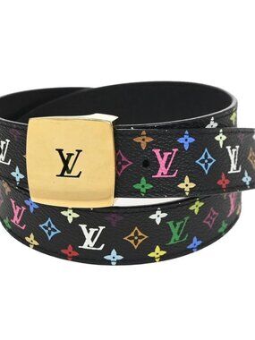 LOUIS VUITTON Ceinture LV Cut Buckle Belt 80/32 Monogram Multi Black 80YH977